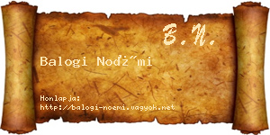 Balogi Noémi névjegykártya