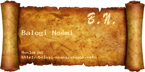 Balogi Noémi névjegykártya
